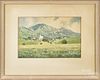 Pair of Continental watercolor landscapes, early 20th c., signed indistinctly lower right