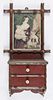 Small Victorian painted hanging cabinet, the upper section with a framed Currier & Ives lithograph