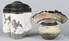 Two studio pottery lidded jars, one signed McCain, 13 3/4'' h. and 10 1/2'' h.