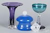 Four pieces of art glass, to include a goblet, signed Alex Brand, tallest - 7 3/8''.