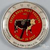 Cross Bros. Meat Packers thermometer, 20th c., 10'' dia.