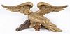 Carved and painted eagle pediment, 19th c., 12'' h., 23'' w.