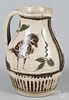 Sgrafitto decorated pottery pitcher, 8 1/2'' h.