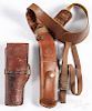 Two leather gun holsters, 20th c., to include a Bianchi shoulder holster X15 and a H. H. Heiser.