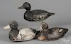Three carved and painted duck decoys, 20th c., longest - 14''.