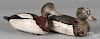 Two carved and painted duck decoys, early 20th c., attributed to the Mason factory, one a widgeon