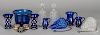 Glass, mostly 20th c., to include two quilted cobalt creamers, two Kugel style ornaments, etc.