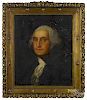 Oil on canvas portrait of George Washington, 19th c., in a giltwood frame with stars, 24'' x 20''.