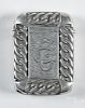English silver match vesta safe, dated 1899, hallmarked JW, with a chain link border, 2'' h.