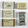 Five advertising match vesta safes, ca. 1900, to include H. Woods Chicago Il. Fruits and produce