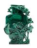 A Chinese Carved Malachite Vase Height 7 5/8 inches.