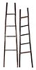A Pair of Rattan and Ebonized Faux Bamboo Ladders Height of first 83 inches.