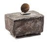 A Contemporary Bronze Hinge-Top Box Height 8 1/4 x width 9 x depth 6 inches.