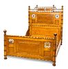 A Late Victorian Maple and Bamboo Bed Frame Height 65 x depth 60 inches.