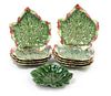 Ten Portuguese Majolica Maple Leaf Form Dishes Length of longest 9 1/2 inches.