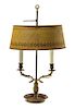 An Empire Style Brass Bouillotte Lamp Height 22 inches.
