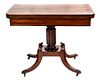 A Regency Mahogany Card Table Height 28 3/4 x width 36 x depth 18 inches.