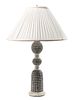 A Bone and Ebonized-Inlaid Table Lamp Height 32 inches.