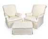 A Pair of White Club Chairs Height of first 35 inches.