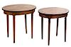 A Pair of Inlaid-Mahogany Occasional Tables Height 19 inches.