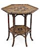 A Hexagonal Rattan Table Height 29 1/2 inches.