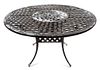 A Suite of Black-Painted Cast Metal Patio Furniture Height of largest 28 x diameter 60 inches.