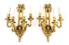 Pair of 19th C. French Gilt Bronze Figural Wall Sconces