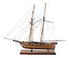A Two-Masted Wood Model of a Ship Height 25 inches.