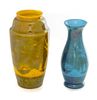 * Two Czechoslovakian Glass Vases Height of taller 8 1/4 inches.
