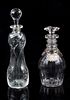 Two Glass Decanters Height of tallest 13 1/4 inches.