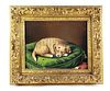 Magnificent 19th C. European Still Life Pastel on paper Painting of a Sleeping Dog Signed