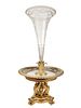 Large 19th C. French Champleve Enamel, Bronze, & Crystal Centerpiece