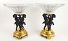 Pair of 19th C. Gilt & Patinated Bronze & Crystal Figural Centerpieces