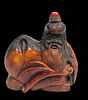 Chinese Carved Wood Figure Snuff Bottle