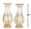 Pair of 19th C. Bohemian Clear Cut Glass Vases