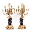 Pair of Large 19th C. French Gilt Bronze Figural Candelabras