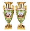 Pair of 19th C. Paris Porcelain & Bronze Vases