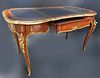 French Louis Xv Style Desk Satinwood Bronze Mounts & Leather Top