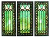 A Set of Three Leaded Glass Windows Height of largest 33 3/4 x 16 inches.