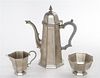 * A Gorham Pewter Partial Tea Service Height of coffee pot 11 inches.