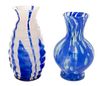* Two Czechoslovakian Glass Vases Height of taller 9 1/4 inches.
