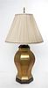 A Brass Hexagonal Table Lamp Height of first overall 36 inches.