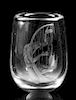 * An Orrefors Etched Glass Vase Height 7 1/4 inches.