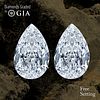 4.02 carat diamond pair Pear cut Diamond GIA Graded 1) 2.01 ct, Color I, VVS2 2) 2.01 ct, Color H, VS1. Appraised Value: $107,000 
