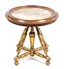 * An Aesthetic Giltwood Onyx Low Table Height 18 1/2 x diameter 19 1/2 inches.