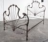 * A Victorian Style Cast Iron Bed Height of headboard 64 3/4 inches.