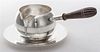 * An American Silver Brandy Warmer, Tuttle Silversmiths, Boston, MA, 1933-45, of globular form with turned wood handle at right