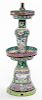 A Canton Enamel Candlestick Height 9 3/4 inches.