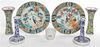 A Group of Seven Chinese Export Porcelain Articles Diameter of plate 10 inches.