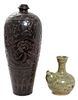 Two Chinese Stoneware Articles Height of taller 16 inches.